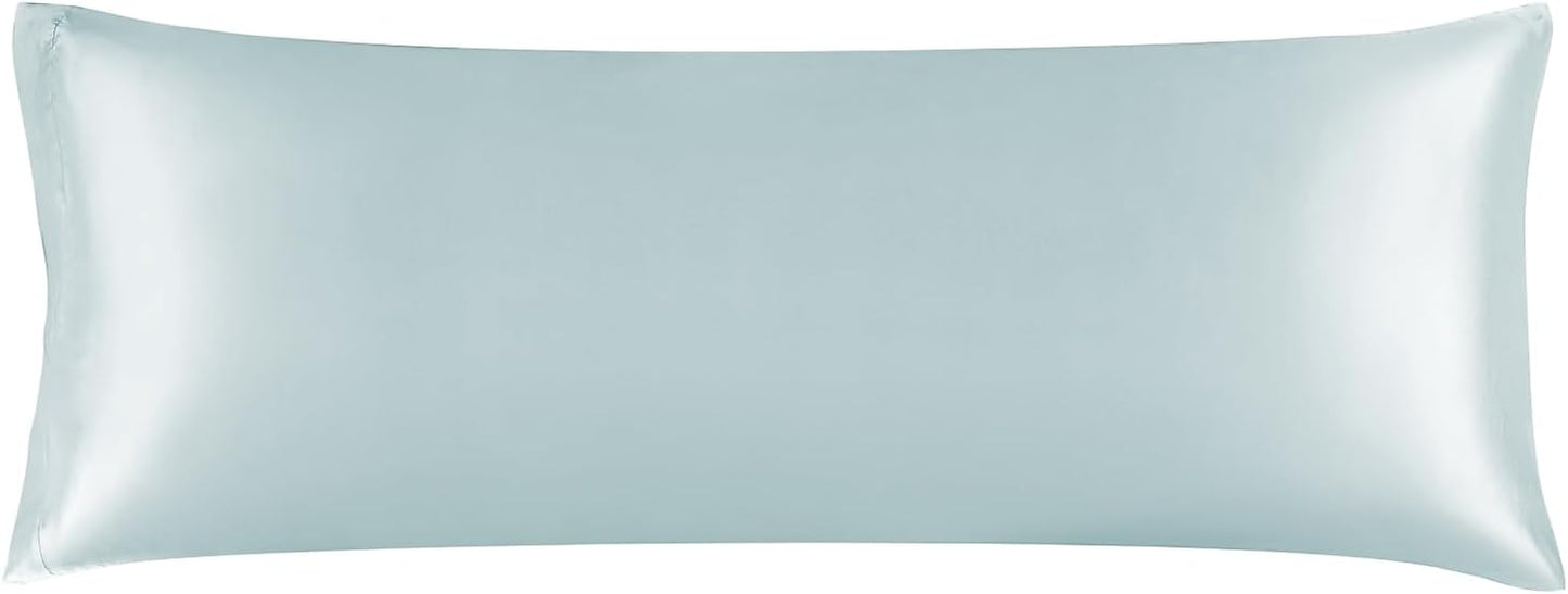 BEDELITE Satin Body Pillow Cover, Super Soft and Cooling Body Pillow Pillowcase for Hair and Skin, Breathable Silky Full Long Pillowcase Cover(20"x54", Stone Blue)