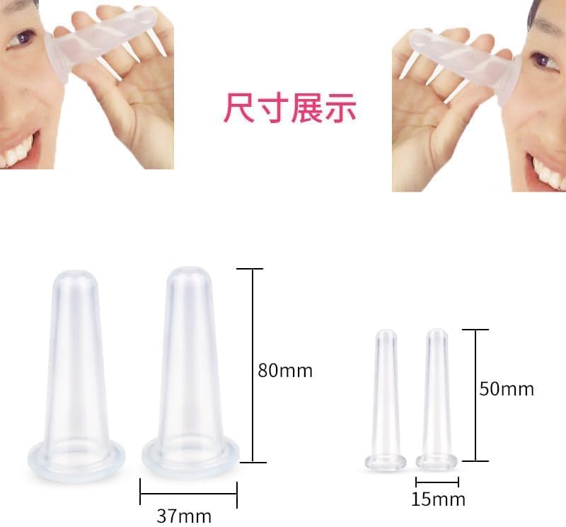 4 Pieces Facial Cupping Therapy Set Anti Cellulite, Silicone Vacuum Cupping Cups for Face and Eye Cupping Massage Manual Back Massagers (2 Small + 2 Large) (Green)