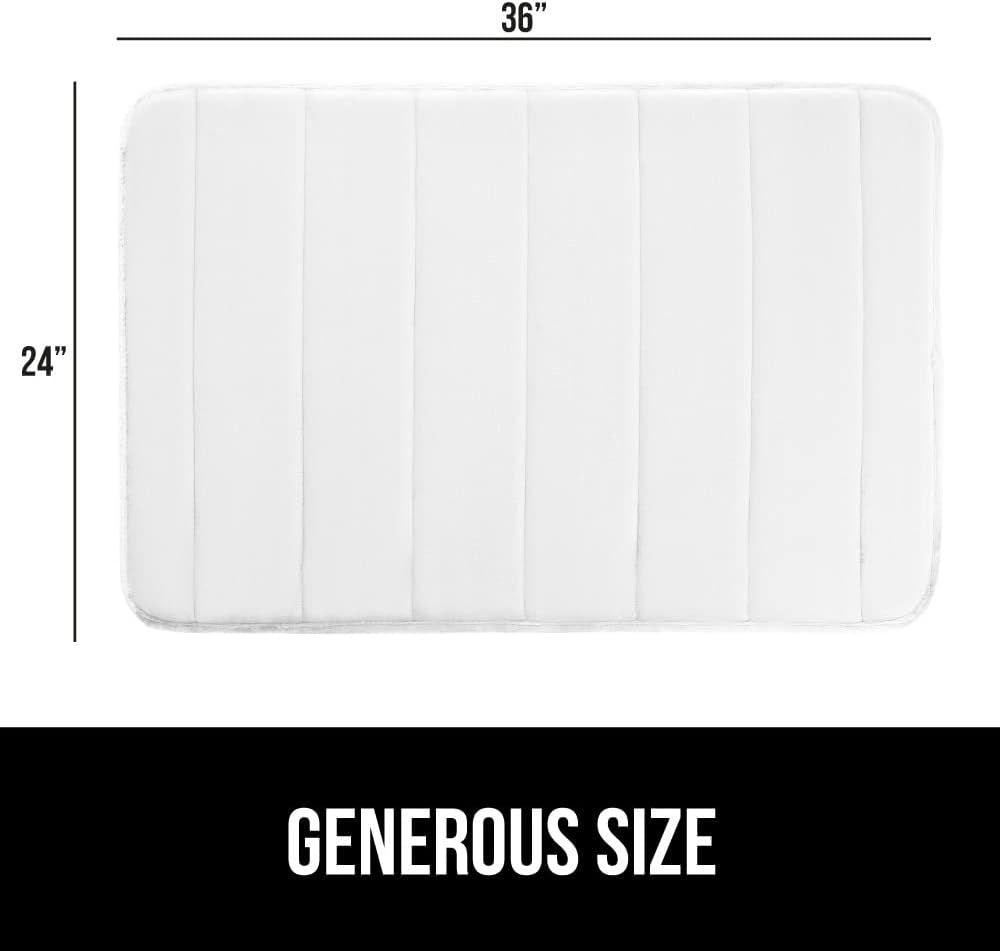 GORILLA GRIP Memory Foam Bath Mat, Soft Absorbent US Designed Bathroom Rug, Gripping Dots Machine Washable Bathmat, Cushioned Floor Mats, Shower Sink Rugs Room Décor Accessories, 36x24 White