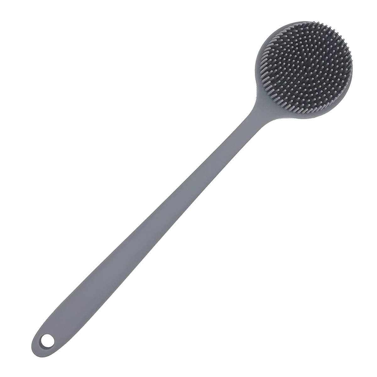 DNC Silicone Back Scrubber for Shower Bath Body Brush with Long Handle (Gray)