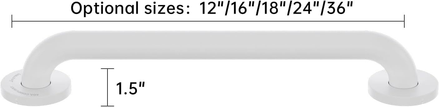 Joyrain 16-inch Bathroom Safety Grab Bar - 500lb Weight Capacity ADA Certified Anti-Slip Handle for Shower/Tub/Toilet, Elderly & Disabled Assist (White, 18 inch)