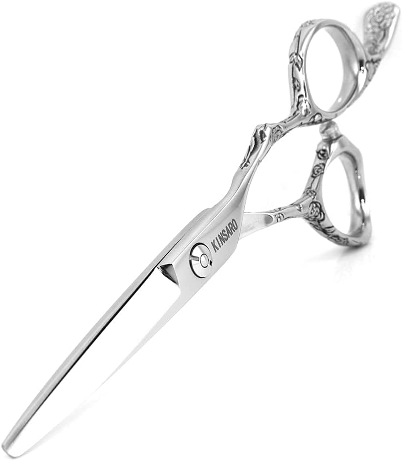 Hair Cutting Scissors 5.5 Inch Professional Haircut Hair Shears Sharp Barber Scissors 440C Hairdresser Barber Shears Rose handle KINSARO for Hairdresser Barbershop or Home Use