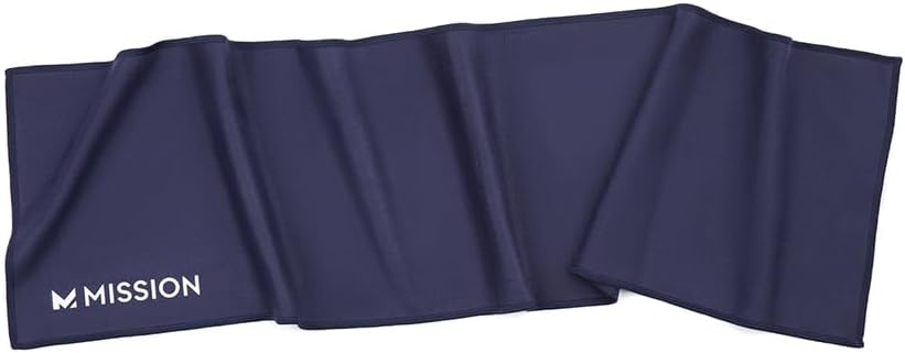 MISSION On-The-Go Cooling Towel - Soft, Lightweight Fabric - Cools Up to 2 Hours - UPF 50 Sun Protection - Machine Washable (Navy)