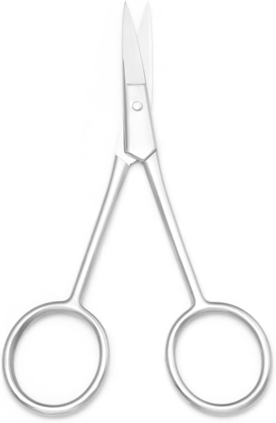 Multicolor Professional Grooming Scissors for Personal Care Facial Hair Removal and Ear Nose Eyebrow Trimming Stainless Steel Fine Straight Tip Scissors 3.9 Inch (Silver D)