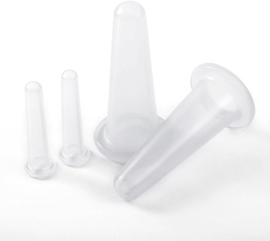 4Pcs Transparent Massage Cupping Set Silicone Mini Facial Cups Face Massager Helper Skin Care Neck Back Eyes Massaging Cup Safe to Use, Don't Worry About Burns Health Care Products