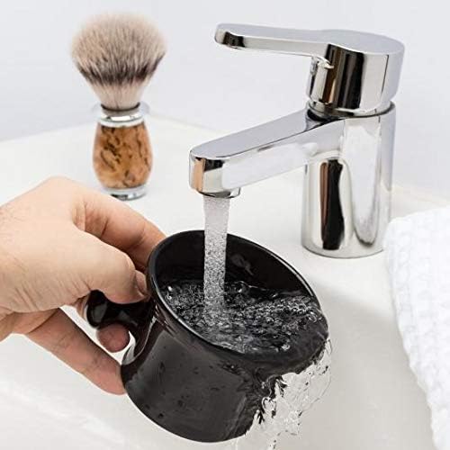 MÜHLE Black Porcelain Platinum Rim Shaving Mug – Shave Dish Accessory for Soaps and Creams, Modern Black Design