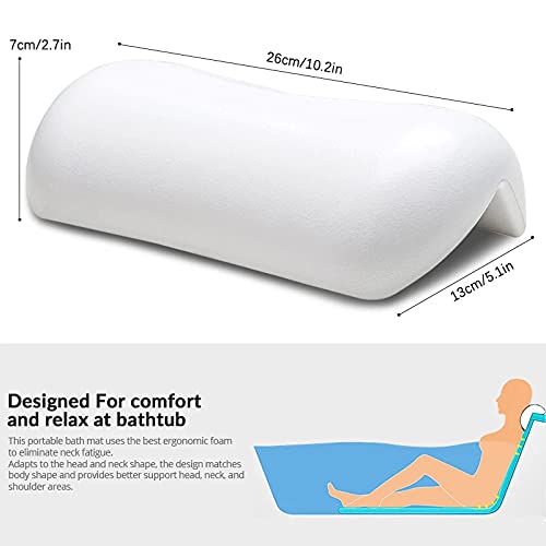 SPA Bath Pillow Non-slip Bathtub Headrest Soft Waterproof Bath Pillows with Suction Cups Easy To Clean Bathroom Accessories (1pc)