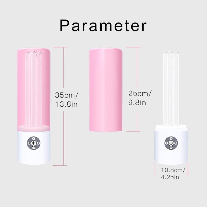 UV Light Sanitizer, 55w 254nm UVC Lamp for Room Surface Disinfection, Kills Bacteria Molds Dust Mites up to 750 sqft, Home/School/Hotel/Travel, 1Y warranty (Pink Ozone Free)