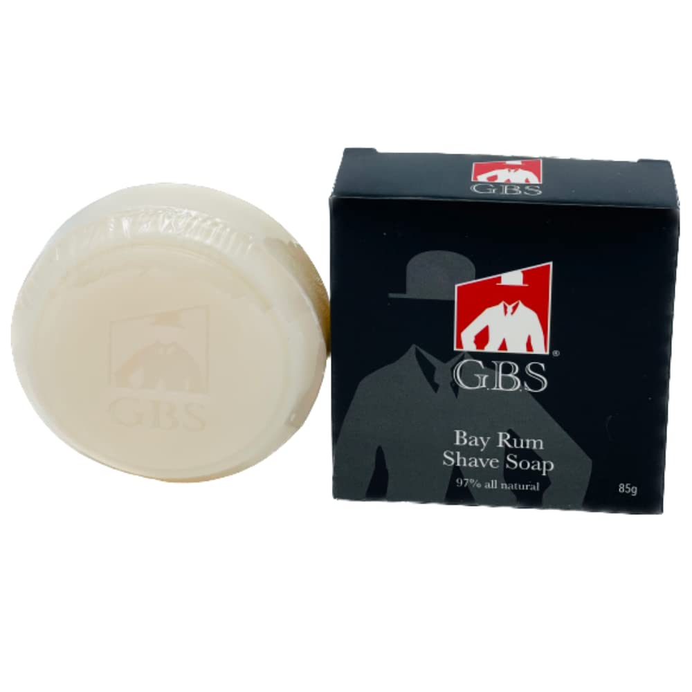 G.B.S 97% All Natural Shave Soap - Creates a Rich Lather Foam for Wet Shaving Experience (3 Pack Bay Rum) Birthday Gift