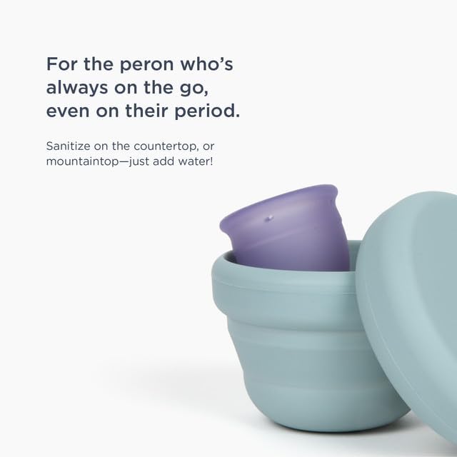 Saalt Compact Sanitizer - Menstrual Disc and Period Cup Cleaner, Microwavable, Reusable Menstrual Disc Sanitizer for Travel or Home, Collapsible, Flat-Fold Design - Sage