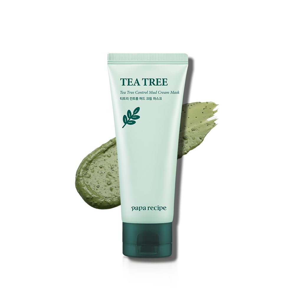 Papa Recipe Tea Tree Mud Mask – Kaolin & Bentonite Clay for Pore Care & Oil Control – Red Bean Exfoliation & Soothing Formula – Korean Skincare