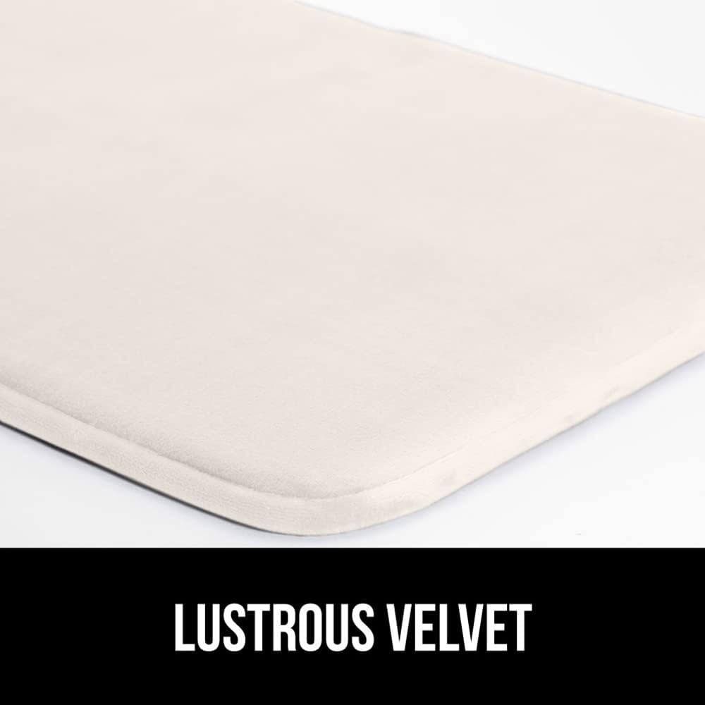 GORILLA GRIP Memory Foam Bath Mat, Soft Absorbent Velvet Bathroom Mats, Durable Dots on Underside, Machine Washable Bathmat, Carpet Rug Room Decor for Shower Tub Floor RV, 42x24 Rugs, Cream