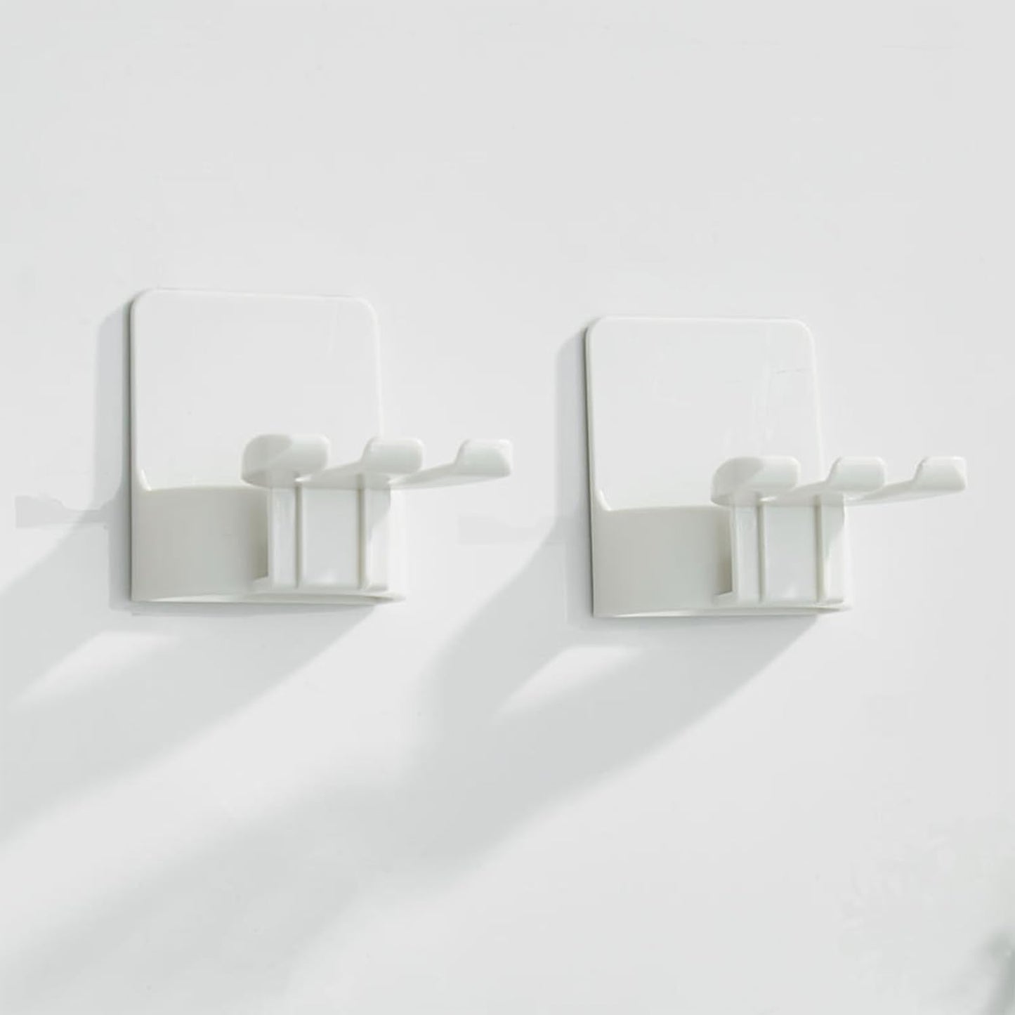 2 PCS Self-Adhesive Toothbrush Holders Wall Mounted, Water Proof Toothbrush Hook, 3 in 1 with Toothbrush Hanger Toothpaste Holder and Gargle Cup Holder for Bathroom Shower (White)