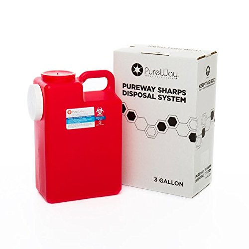 MailBack 3 Gallon PureWay Sharps Container Disposal System - [PrePaid Return Label Included] for Home, Travel, Professional, and Personal Use