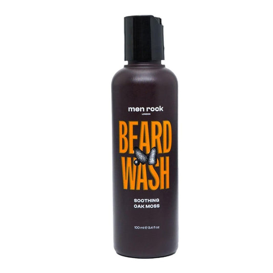 Men Rock Soothing Beard Wash - Oak Moss - Moisturizing Beard Wash for Men - Mens Skincare Products - Facial Hair Shampoo and Cleanser - 3.4 oz
