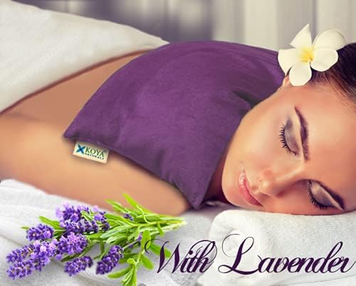 KOYA Naturals Soft Velvet Flax Seed Pillow with Lavender - Microwave Heating Pad – Microwavable Moist Heat Pack – for Neck, Muscle, Joint, Stomach Pain, Menstrual Cramps – Warm Wrap (Purple)