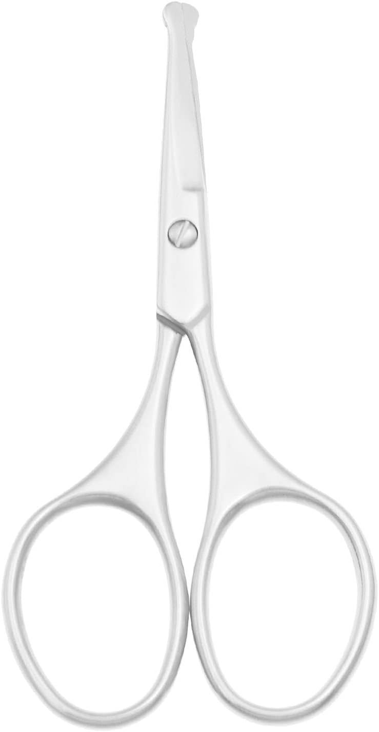 Multicolor Professional Grooming Scissors for Personal Care Facial Hair Removal and Ear Nose Eyebrow Trimming Stainless Steel Fine Straight Tip Scissors 3.9 Inch (Silver Set D)