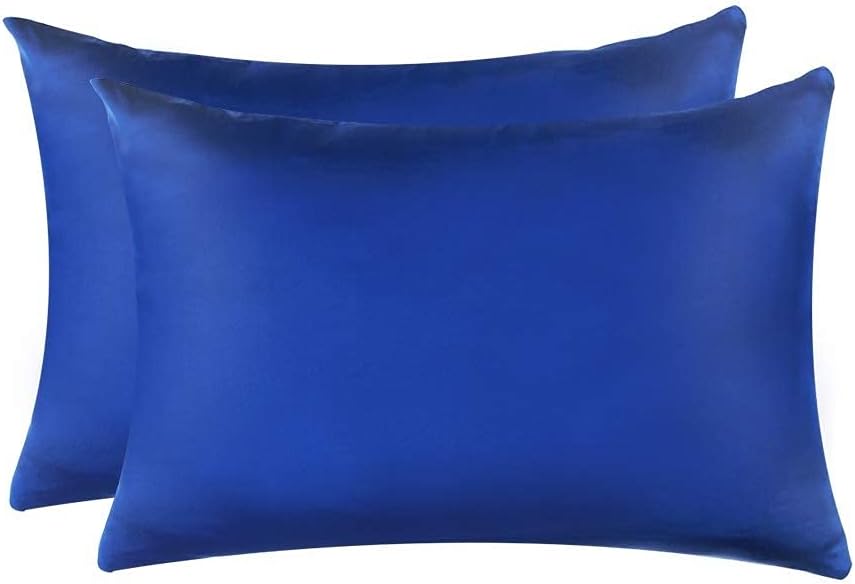 100% Mulberry Silk Pillowcases Set of 2 for Hair and Skin and Super Soft and Breathable Queen Size Nature Silk Pillowcases (Queen, Royal Blue)