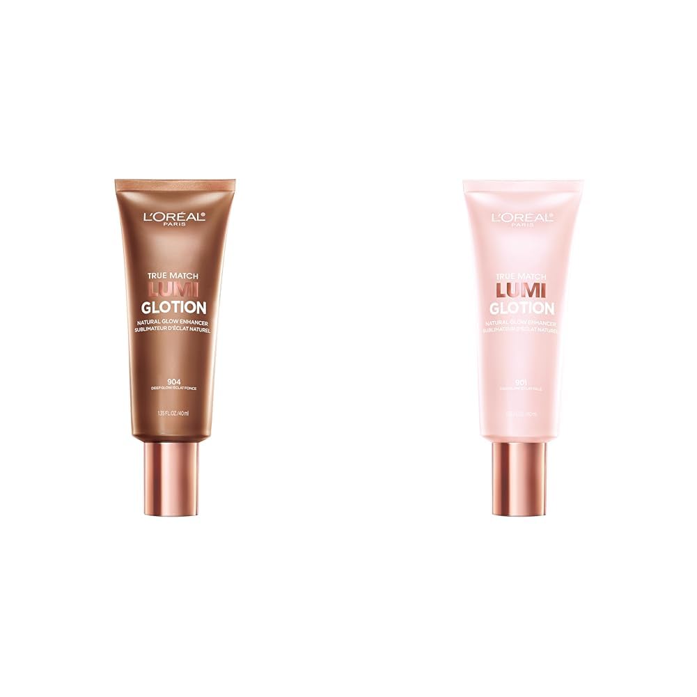 L'Oreal Paris True Match Lumi Glotion Natural Glow Enhancer, Illuminator Highlighter Skin Tint, Fair and Deep Shades, 1.35 Ounce Each