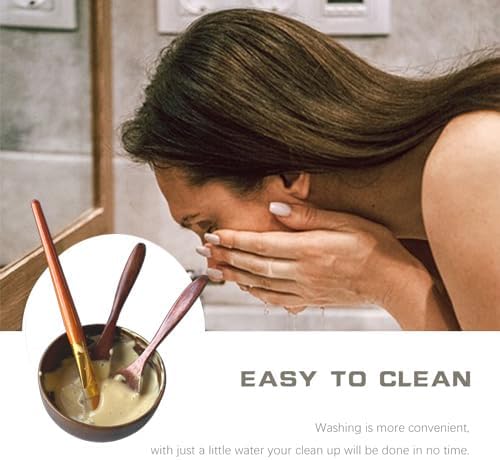 Face Mask Mixing Bowl Set Brown Wood,4 Pack Diy Facial Tools For Skin Care,Facemask Mixing Tool Kit With Facial Mask Bowl,Spatula,Spoon,Brush Applicator,Facial Esthetician Supplies