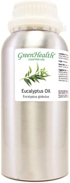 GreenHealth - Eucalyptus Globulus Essential Oil – 16 fl oz (473 ml) Aluminum Bottle w/Plug Cap – 100% Pure, Uncut, Undiluted