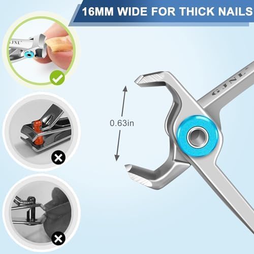 Toenail Clippers for Thick Toenails for Seniors, Angled Head Toe Nail Clippers for Seniors Men with Wide Jaw Opening, Heavy Duty Large Fingernail Clippers Adult Cutter with Catcher Long Handled