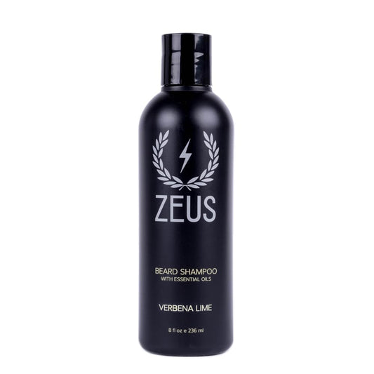 ZEUS Beard Shampoo - Cleansing & Moisturizing with Green Tea & Natural Ingredients to Soften, 8 oz (Made in USA) Verbena Lime