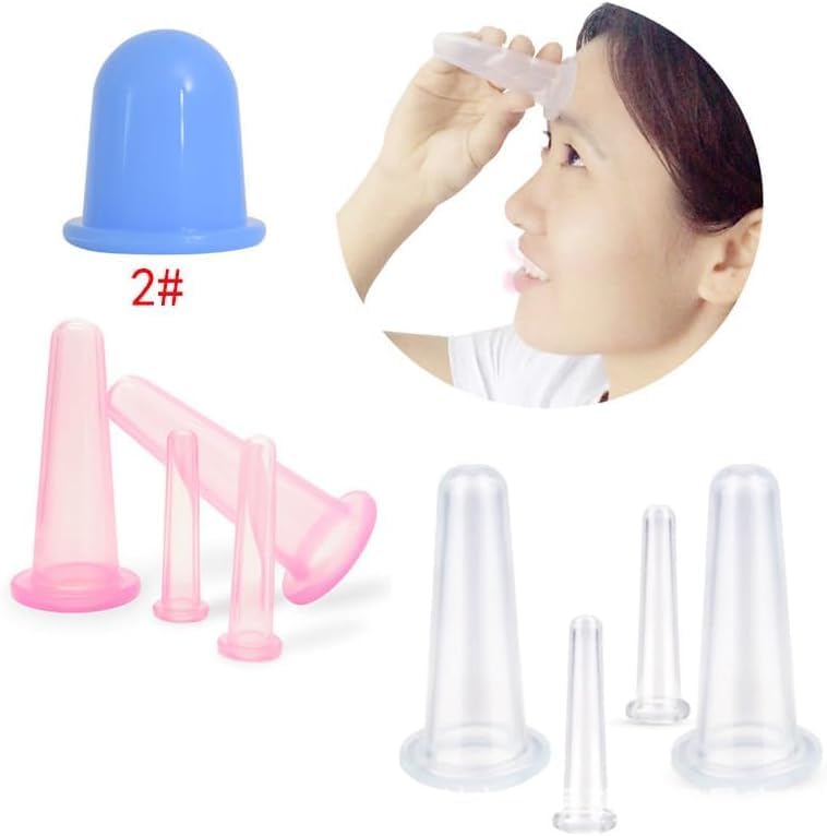 4Pcs Massage Cupping Set Silicone Mini Facial Cups Face Massager Helper Skin Care Neck Back Eyes Massaging Cup Safe to Use, Don't Worry About Burns Health Care Products, Massage Tools (Pink)