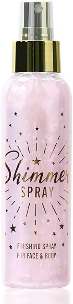 Glitter Spray for Hair and Body, Glitter Body Spray, Glitter Spray for Clothes, Quick-Drying Waterproofing Body Shimmer Suitable for Festival Rave 3.72fl Oz (Pink, 3.72 fl oz)