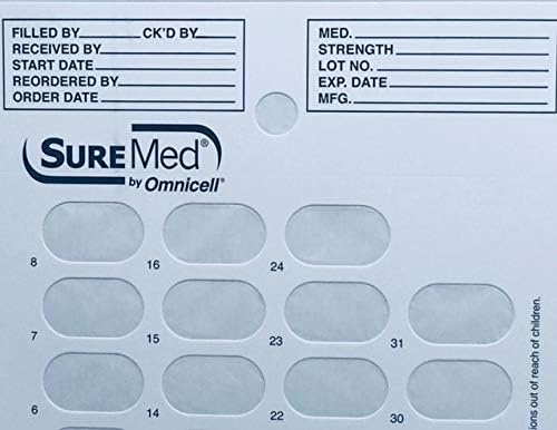 6 Cards 6 Blisters for 31 Day Monthly Cold Seal Pill Storage, Summer Camps, Pharmacists, Cargivers (6)