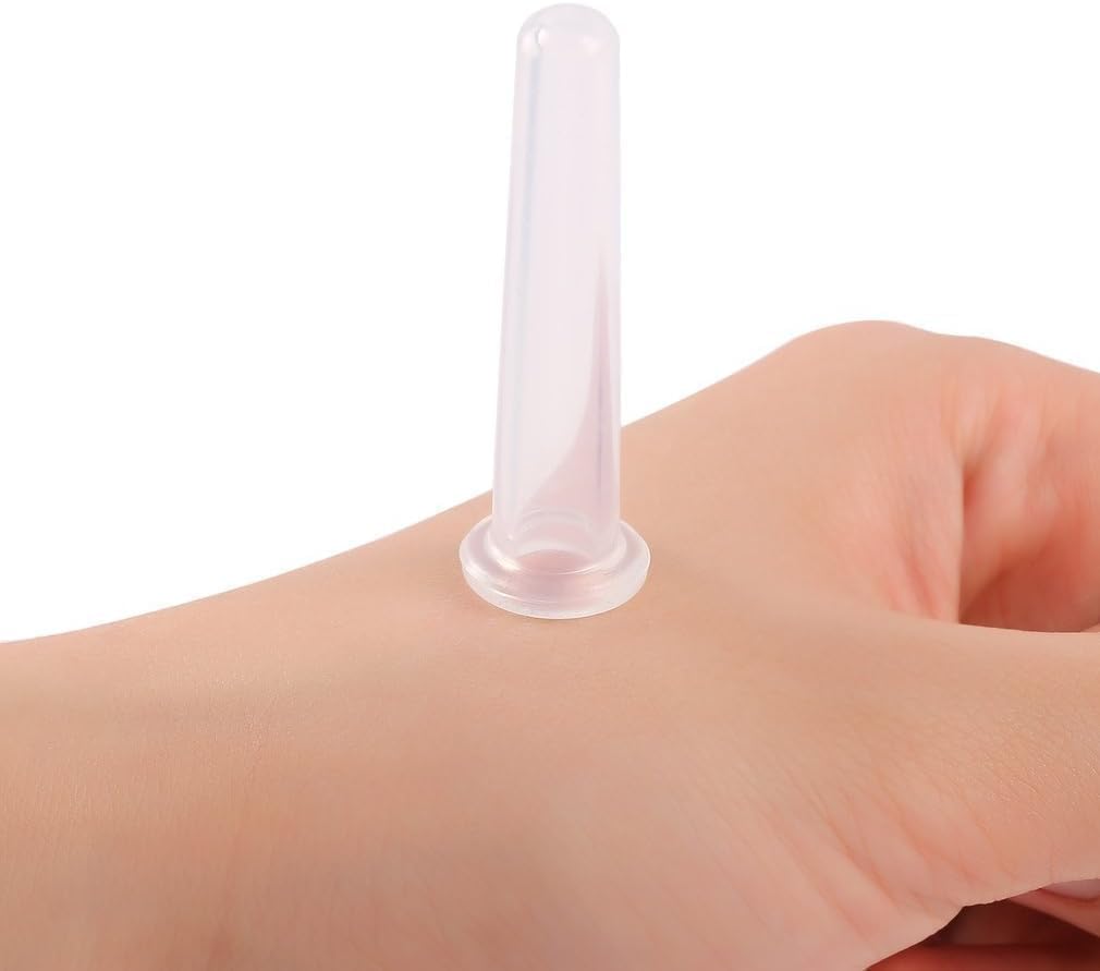 4Pcs Silicone Facial Cupping Therapy Set Mini Facial Cups Manual Body Face Massage Tool Don't Worry About Burns Health Care Products (2 Small + 2 Large) (Transparent)