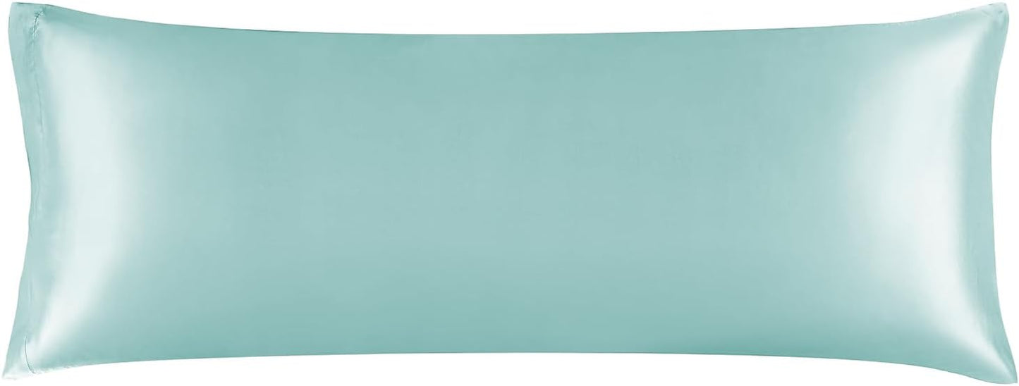 BEDELITE Satin Body Pillow Cover, Super Soft and Cooling Body Pillow Pillowcase for Hair and Skin, Breathable Silky Full Long Pillowcase Cover(20"x54", Blue Grey)