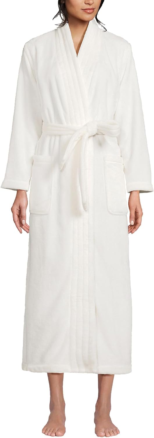 Lands' End Women's Cozy Plush Long Wrap Robe