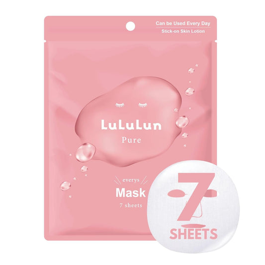 Lululun 7 EA Hydrating Face Mask for Women & Men, Moisturizing Face Masks Skincare with Billberry Leaf & Cranberry Extracts, Daily Face Mask Sheets & Facial Sheet Masks Japanese Skincare, PINK DAILY