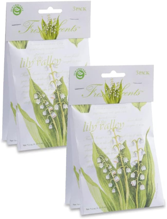 WILLOWBROOK | Fresh Scents Scented Sachet Packet | Lily of The Valley | Air Freshener Bags for Drawers, Closets, Cars | 6 Pack | Long Lasting Home Fragrance