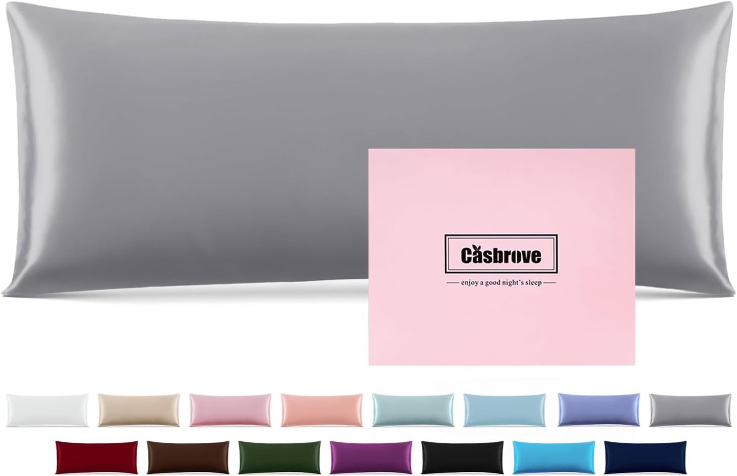 Silk Body Pillow Cover Pillow Pillowcase for Body Pillow Soft Pillow Cover Pillow Case Mulberry Silk Pillowcase for Sleep(Silver Gray,20"X 54",1pc)