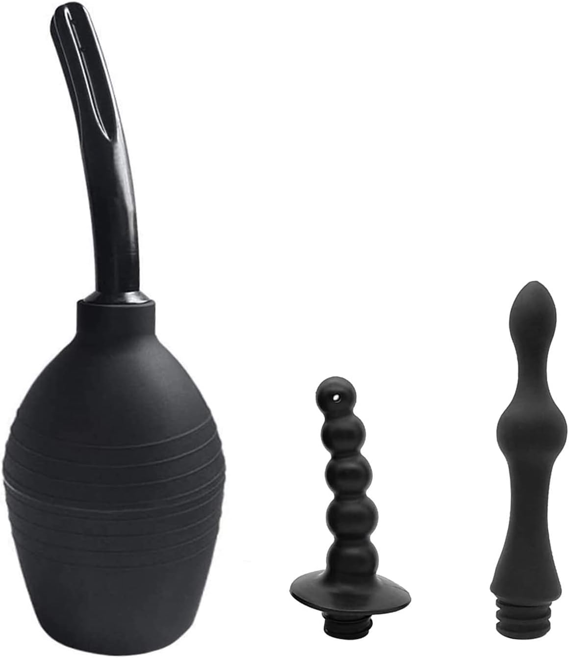 Abyclean Anal Douche Enema Bulb Vaginal Douche Enema Cleaner for Women’s or Man’s Health, Black 500ml (3 Nozzle)