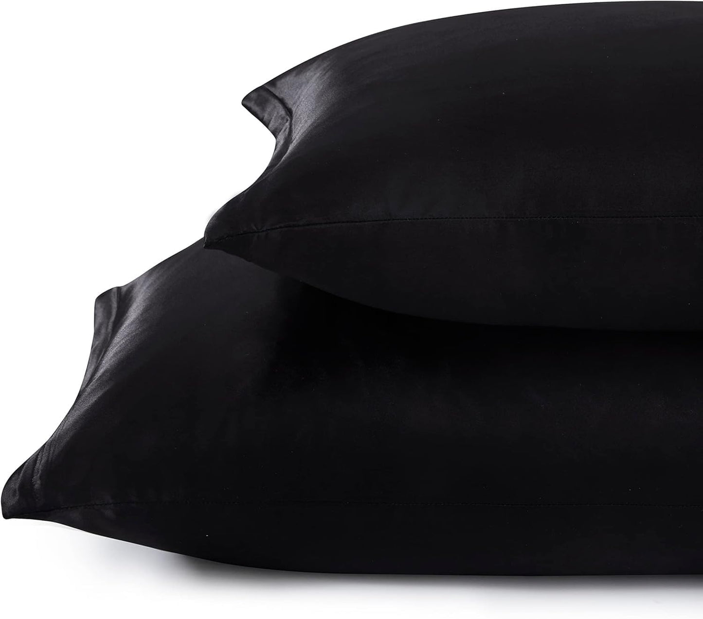 Juwenin Bedding,Super Soft and Luxury Silky Satin Pillowcase (Silky Satin Pillow Case for Hair) (Black, Body)