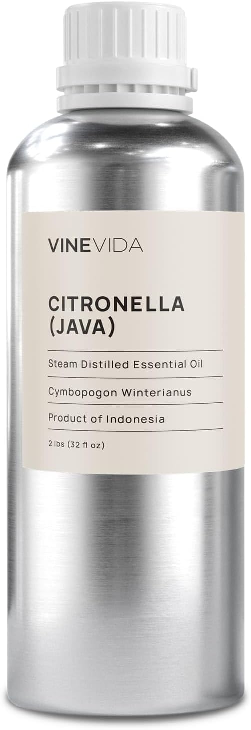 VINEVIDA Citronella Java Essential Oil 32 oz - Undiluted Citronella Oil 32 oz - Citronella Candle Oil Scent - DIY Candle Scents for Candlemaking - Bulk Essential Oil for Soap Making Safe for Skin