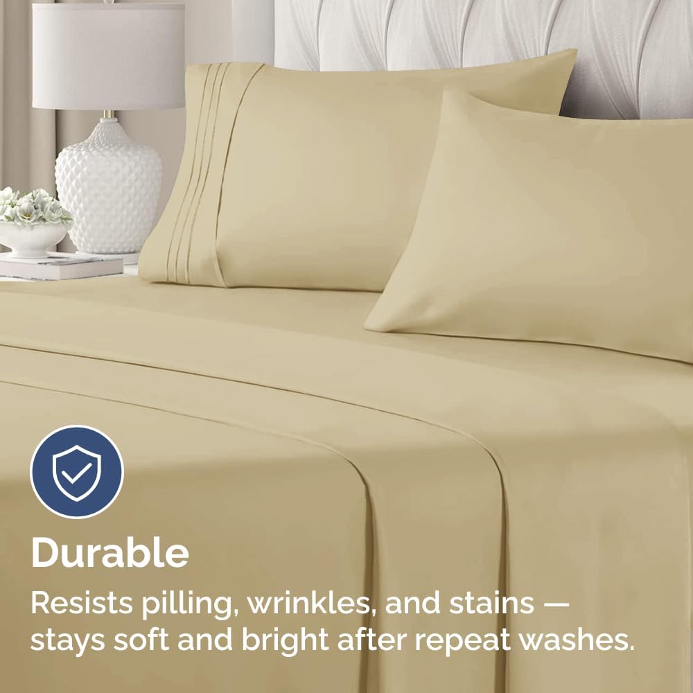 King Standard Pillow Cases Set of 2 - Ultra-Soft Hotel Quality Pillowcase Covers - Comfy, Cozy & Fade Free - Wrinkle Resistant - Machine Washable Pillow Protectors - 2 Piece Set - King Standard Beige