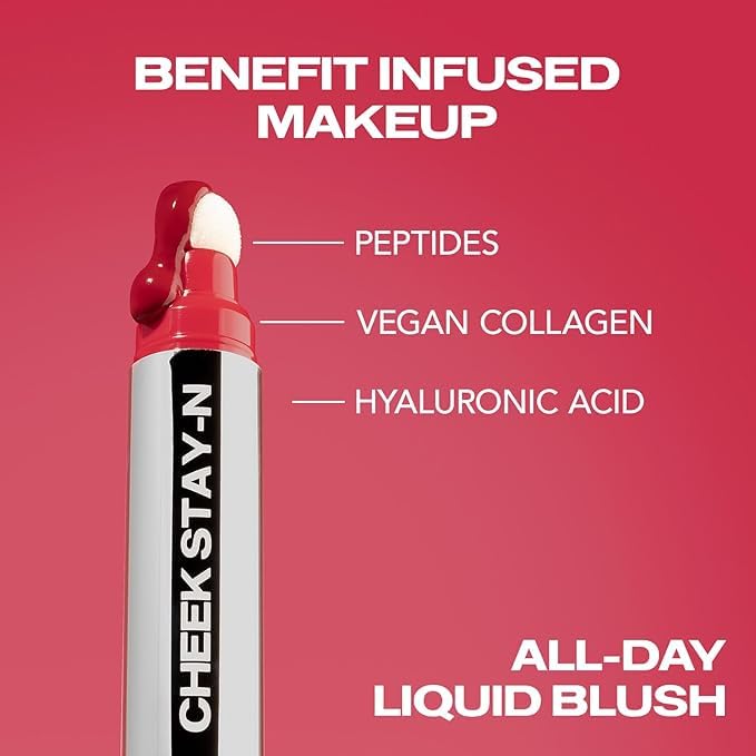Sacheu Cheek STAY-N Liquid Blush for Cheeks — High Pigment, Buildable, Lightweight Cream Blush Infused With Squalane, for Dewy Radiant Flushed Cheeks — Long-lasting & Cruelty Free, Flirt Mode Duo