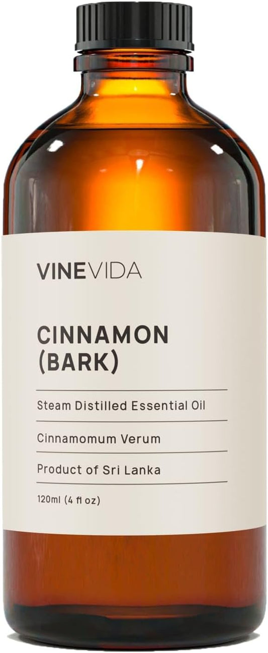 VINEVIDA Cinnamon Bark Essential Oil 4 oz - Undiluted Cinnamon Oil for DIY Candle Scents - Safe for Skin