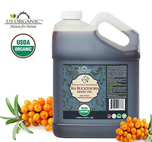 US Organic Sea Buckthorn Berry (Fruit) Oil Bulk pack, USDA Certified Organic,100% Pure & Natural, Supercritical CO2 extracted, Virgin, Unrefined (128 oz (1 Gallon))