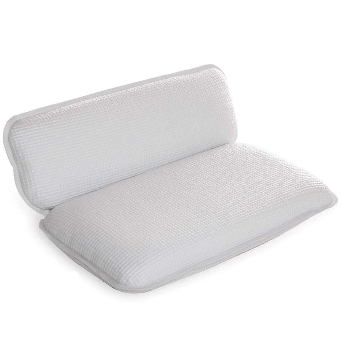 BINO Non-Slip Cushioned Bath Pillow with Suction Cups, White - Spa Pillow Bath Pillows for Tub Neck and Back Support Bathtub Pillows for Tub Accessories Set Rest