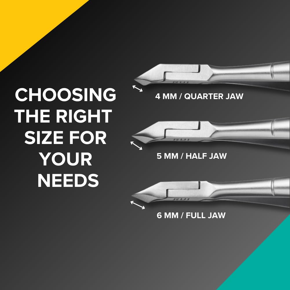 Rui Smiths Professional Cuticle Nippers | Precision Surgical-Grade Stainless Steel Cuticle Trimmer, French Handle, Double Spring, 6mm Jaw (Full Jaw)