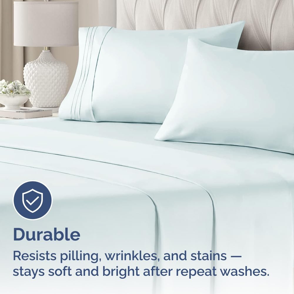 Queen Pillow Cases Set of 4 - Ultra Soft Hotel Quality Pillowcase Covers - Comfy, Cozy & Wrinkle Free - Shrinkage, Stain & Fade Resistant - Machine Washable Pillow Protectors - 4 Piece Set - Ice Blue