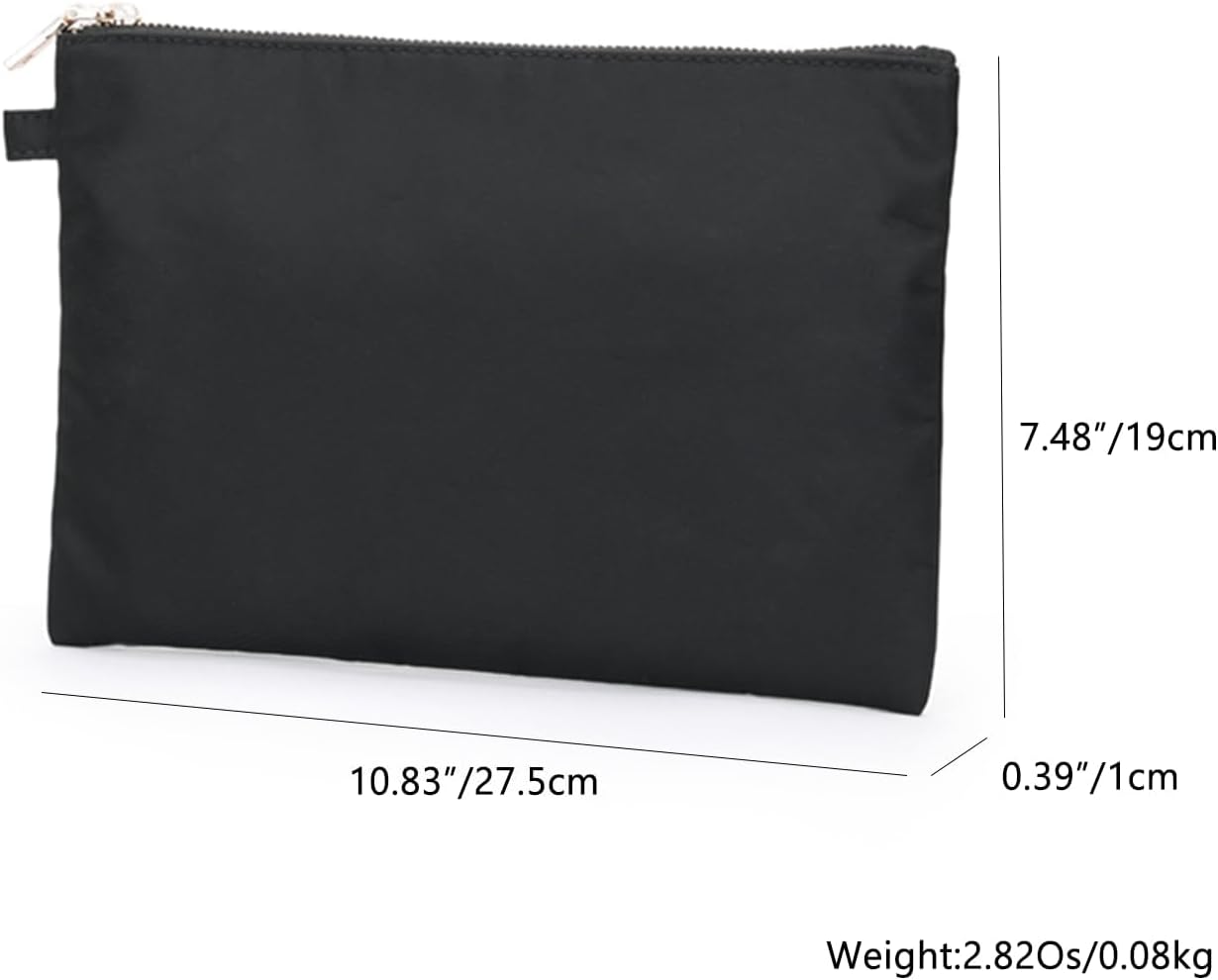 Zipper Pouch Storage Bag Simple and Stylish Women's Cosmetic and Travel Bag (Black-nylon-5)