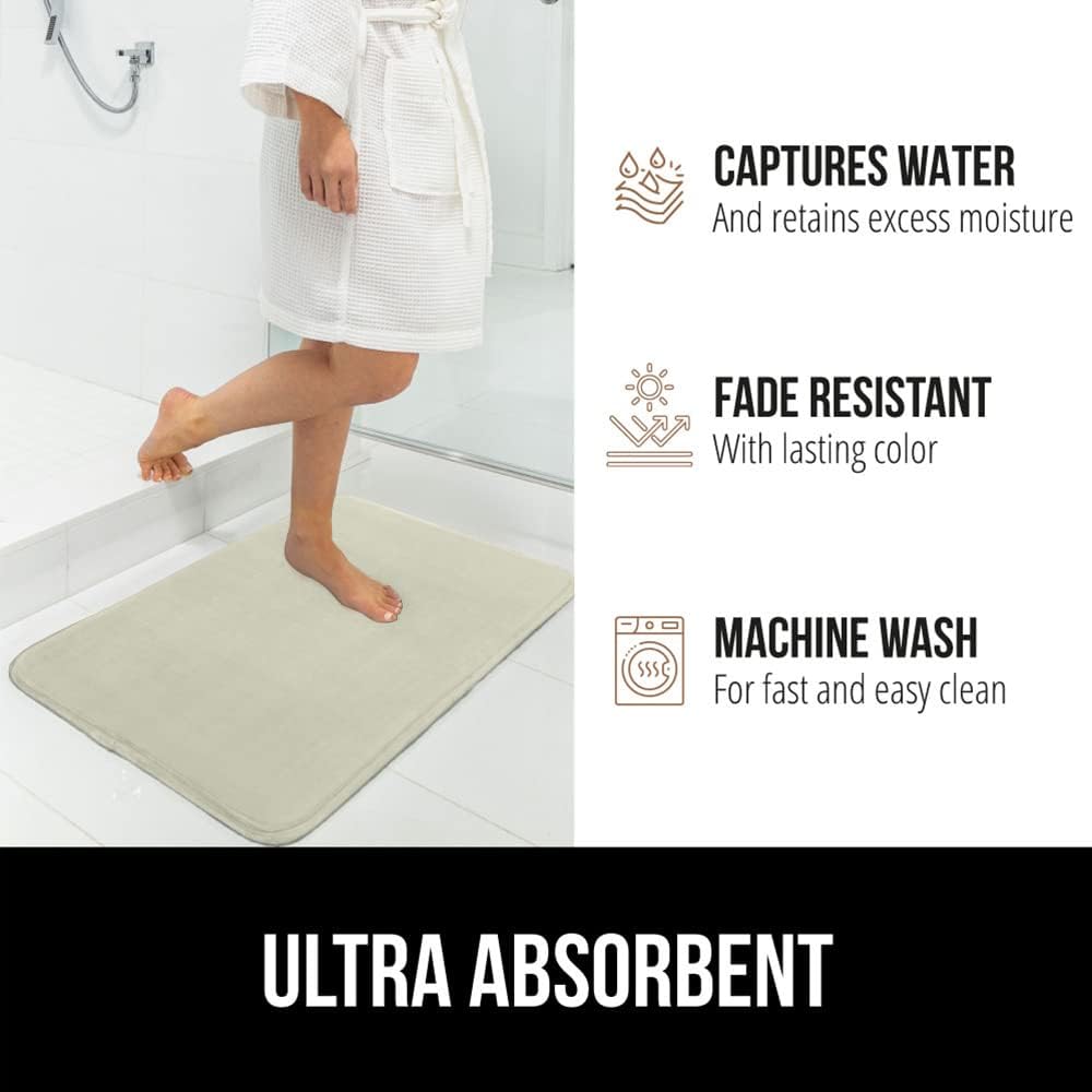 GORILLA GRIP Memory Foam Bath Mat, Soft Absorbent Velvet Bathroom Mats, Durable Dots on Underside, Machine Washable Bathmat, Carpet Rug Room Decor for Shower Tub Floor RV, 30x20 Rugs, Sage