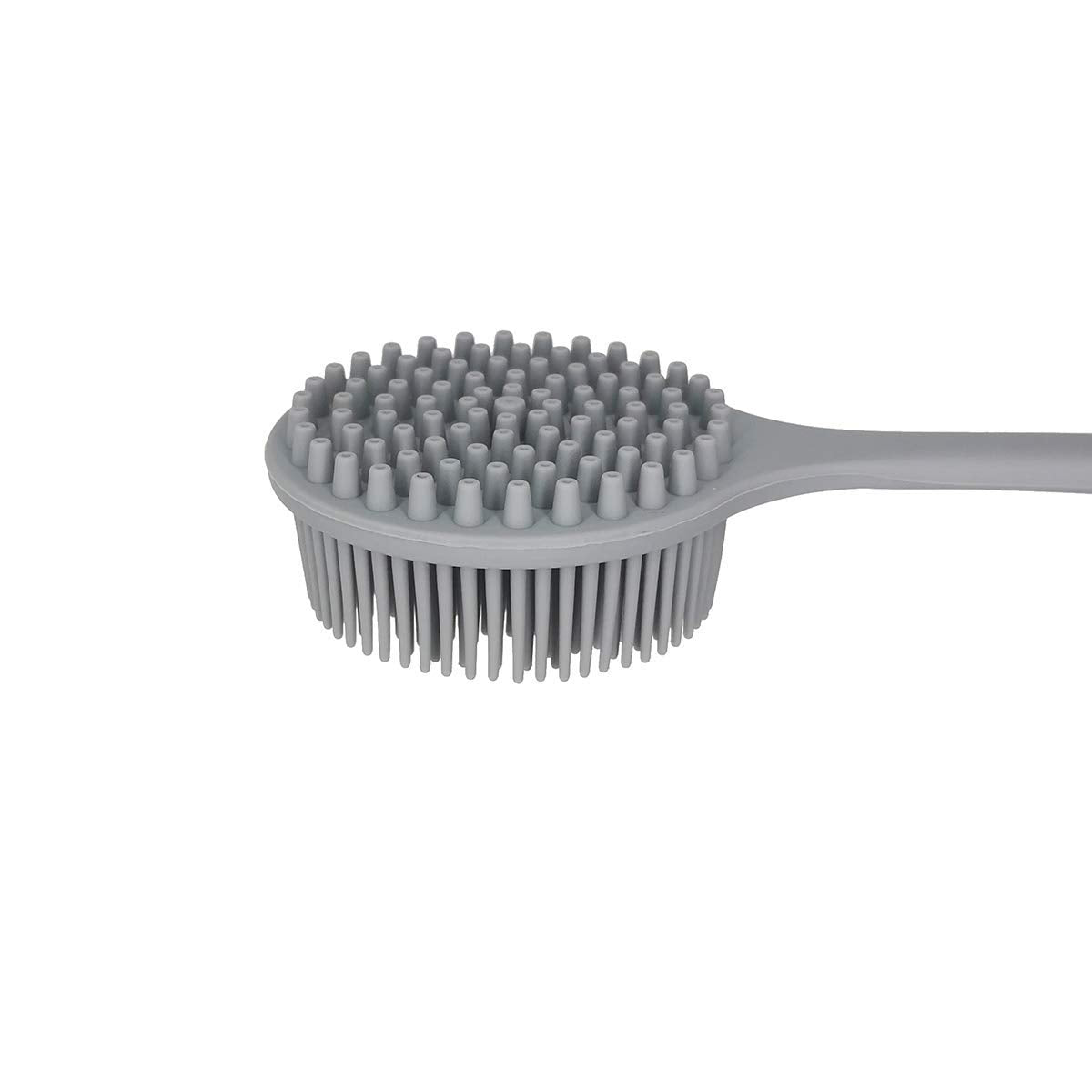 DNC Silicone Back Scrubber for Shower Bath Body Brush with Long Handle (Gray)