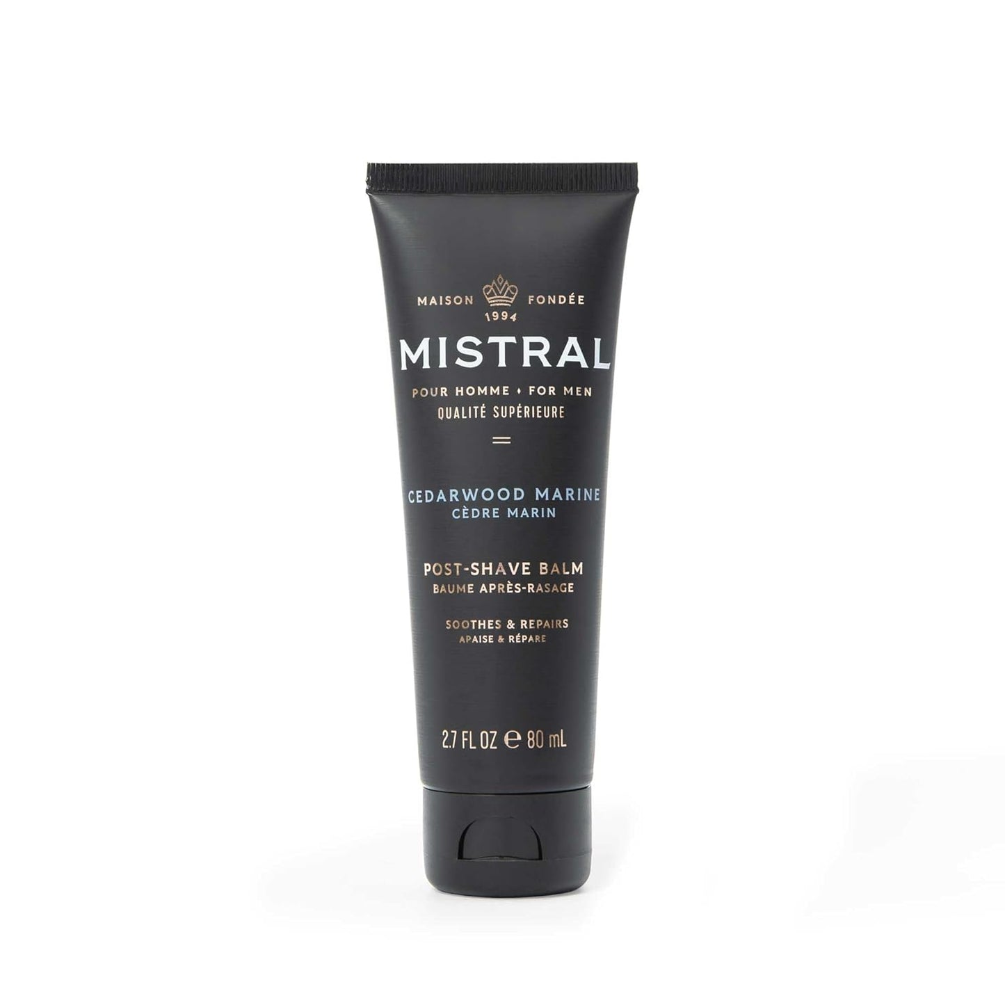Mistral Cedarwood Marine Post Shave Balm | Soothing Aftershave for Men with Aloe & Jojoba Oil | Non-Greasy Post Shave Moisturizer, For All Skin, Paraben & Phthalates Free | Made in France - 80ml